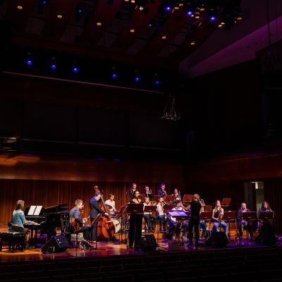 Big band set up with male conductor